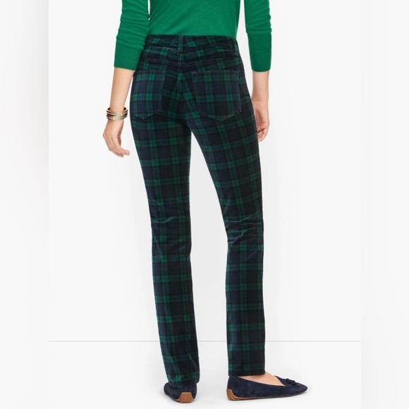 Velveteen straight leg Black watch Tartan Plaid pants Women’s size 10P Talbots - Picture 5 of 11